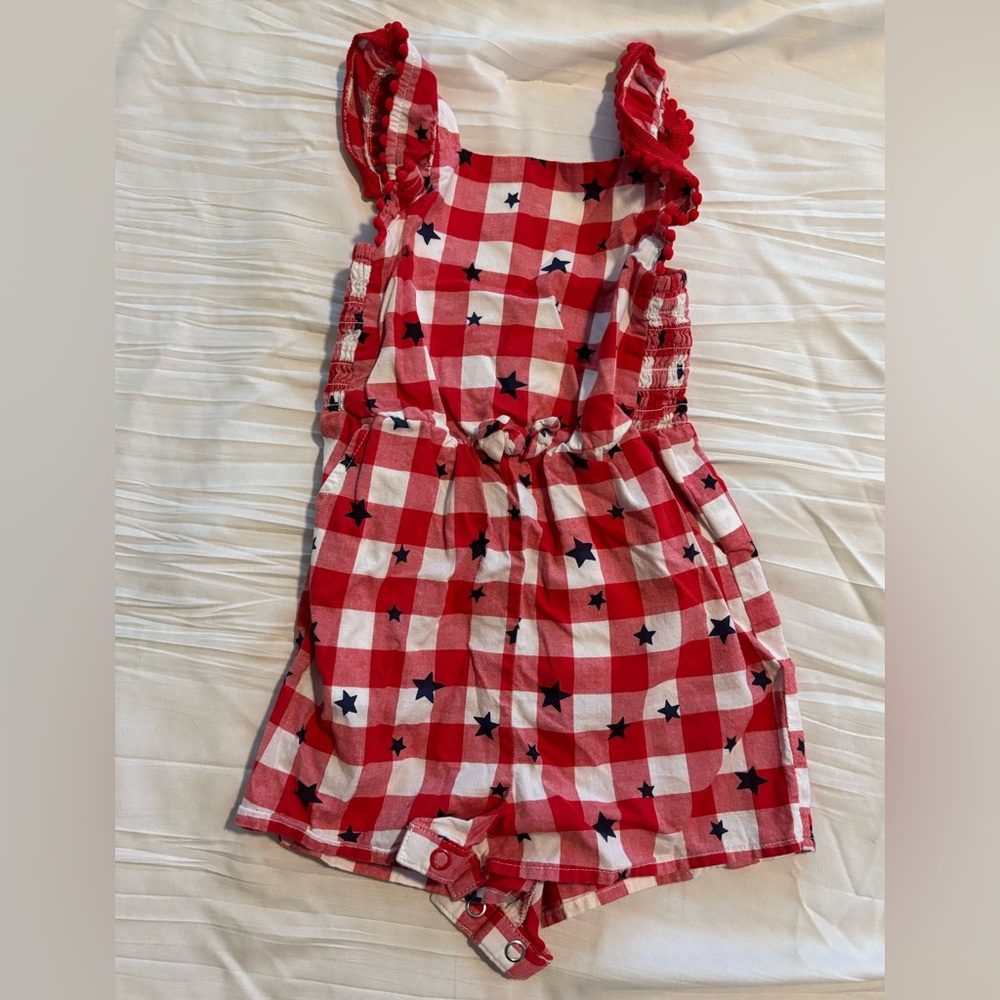 Red and White Checkered Kids Romper